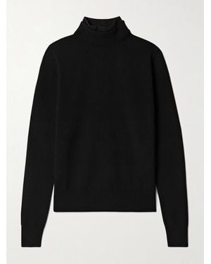 Aztech Mountain Etta Layered Jersey-Trimmed Wool-Blend Turtleneck Jumper - Black