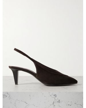 Loro Piana Rebecca Suede Slingback Pumps - Brown