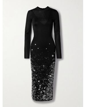 Carolina Herrera Sequin-Embellished Knitted Midi Dress - Black