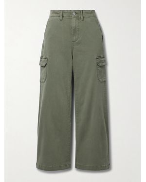 PAIGE Carly High-Rise Cotton-Blend Wide-Leg Cargo Trousers - Green