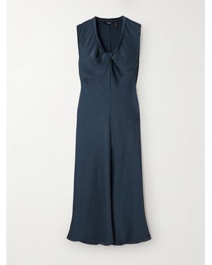 Theory Twist Scoop Recycled-Satin Dress - Blue