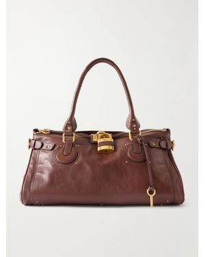 Chloé Paddington Large Locket-Detail Leather Bag - Brown