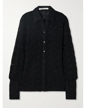 Another Tomorrow Crocheted Cotton Shirt - Black