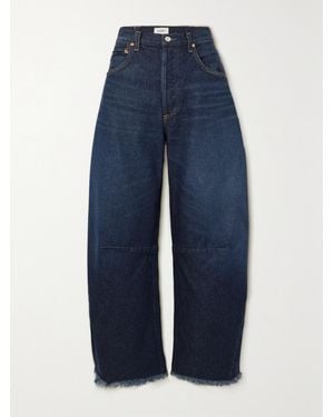 Citizens of Humanity Horseshoe Frayed High-Rise Wide-Leg Jeans - Blue