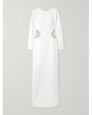 Sabina Bilenko Heliconia Crystal-Embellished Cutout Crepe Gown - White