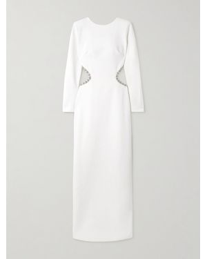 Sabina Bilenko Heliconia Crystal-Embellished Cutout Crepe Gown - White