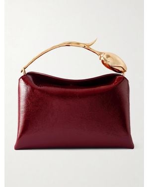Erdem Bloom Midi Patent-Leather Bag - Red