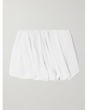 JW Anderson Pleated Pinstriped Poplin Mini Skirt - White