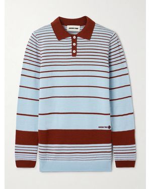 ShuShu/Tong Striped Knitted Polo Sweater - Grau