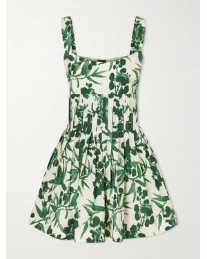 Cara Cara Ria Floral-Print Cotton Mini Dress - Green