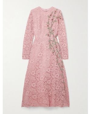 Costarellos Marlena Embellished Corded-Lace Midi Dress - Pink