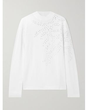 Dries Van Noten Oberteil Aus Baumwoll-Jersey Mit Lochstickerei - Weiß