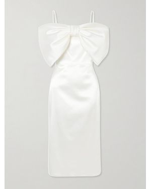 Halfpenny London Avery Bow-Detailed Stretch-Duchesse Satin Midi Dress - White