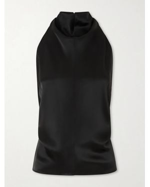 KHAITE Rone Satin Halterneck Blouse - Black