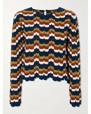 Escvdo Lucero Crocheted Cotton Blouse - Blue