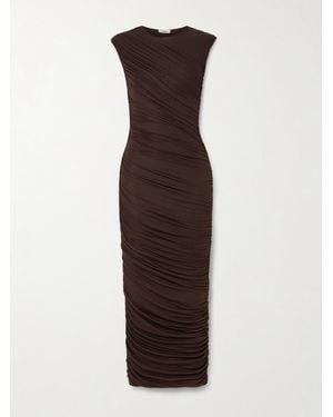 Agolde Ester Ruched Lyocell-Blend Maxi Dress - Red