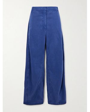 Tibi Sid Tencel Lyocell-Blend Wide-Leg Trousers - Blue