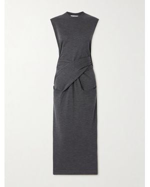 Jil Sander Maxikleid Aus Merinowolle Mit Raffungen - Blau