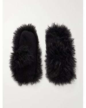 Yves Salomon Shearling Wool And Cashmere-Blend Gloves - Black
