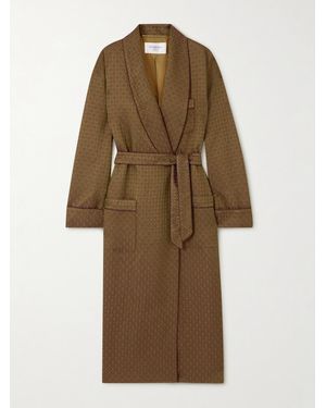 Saint Laurent Mantel Aus Jacquard Mit Bindegürtel - Natur
