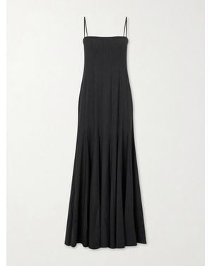 STAUD Rila Panelled Crepe Midi Dress - Black
