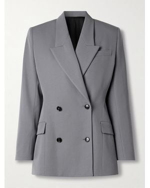 Alaïa Double-Breasted Wool-Gabardine Blazer - Grey