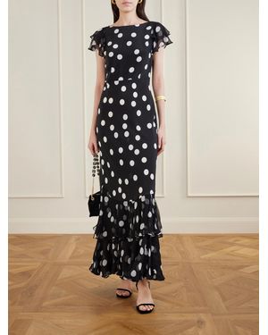 rixo iggy polka-dot lace-trimmed satin midi dress Rixo Iggy Polka-Dot Lace-Trimmed Midi Dress - Multicoloured - 30% Off