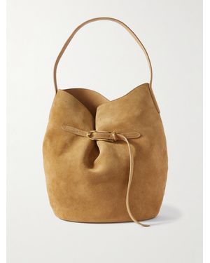 Liffner Buckled Suede Bucket Bag - Natural