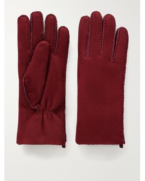 Agnelle Denise Shearling Gloves - Red