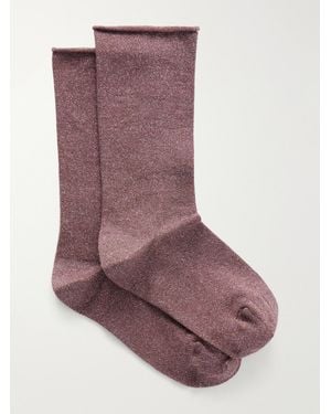 Brunello Cucinelli Metallic Cashmere-Blend Ankle Socks - Purple