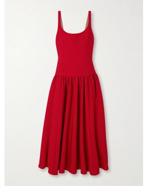 Emilia Wickstead Galen Pleated Cloqué Midi Dress - Red