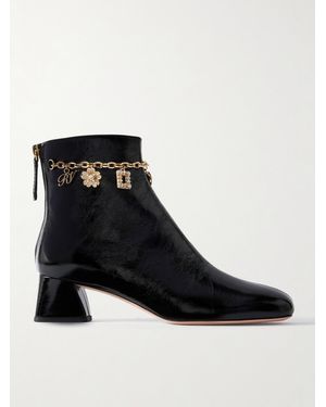 Roger Vivier Très Vivier 45 Ankle Boots Aus Lackleder Mit Kette - Schwarz
