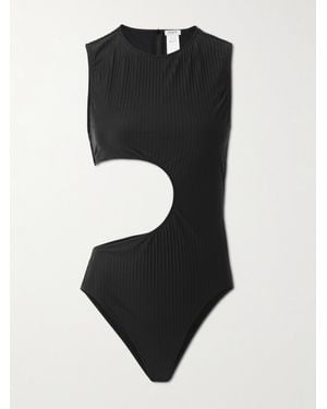 Alaïa Maillot De Bain En Tissu Côtelé À Découpe - Noir