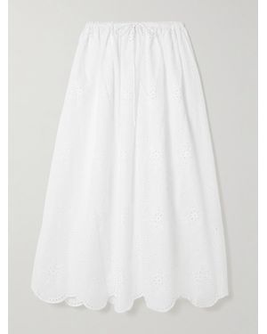 Matteau Scalloped Broderie Anglaise Cotton Midi Skirt - White