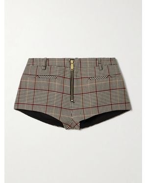 Self-Portrait Houndstooth Woven Shorts - Grey
