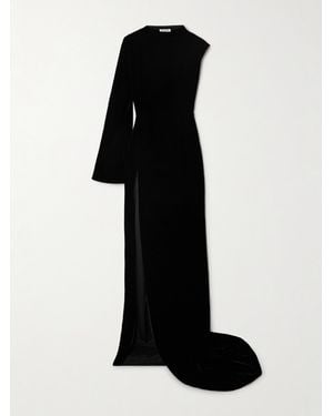 Alaïa One-Shoulder Cutout Velvet Gown - Black