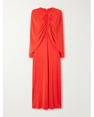 Johanna Ortiz Silent Solistice Cape-Effect Draped Stretch-Jersey Maxi Dress - Red
