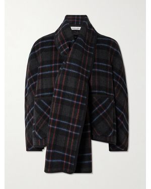 Veronica Beard Martine Scarf-Detailed Checked Wool-Blend Jacket - Black