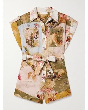 Zimmermann Ascension Floral-Print Linen Playsuit - Multicolour