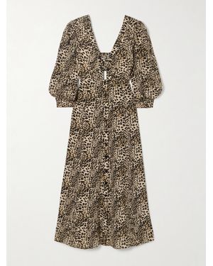 Maison Mayle Buenadea Leopard-Print Silk Crepe De Chine Midi Dress - Multicolor