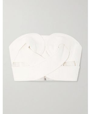 ANDRES OTALORA Onda Strapless Cropped Twisted Cotton-Twill Top - Natural