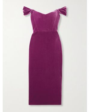 Alex Perry Schulterfreies Midikleid Aus Stretch-Samt - Lila