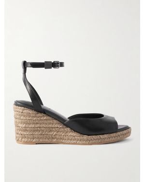 Brunello Cucinelli Bead-Embellished Leather Wedge Espadrilles - White