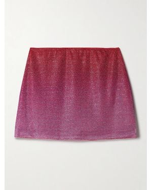 Oséree Lumière Metallic Stretch-Knit Mini Skirt - Red