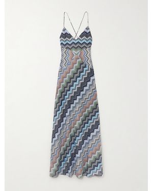 Missoni Striped Crochet-Knit Maxi Dress - Blue