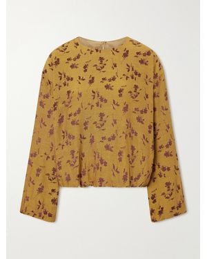 Dries Van Noten Floral-Jacquard Cloqué Blouse - Metallic