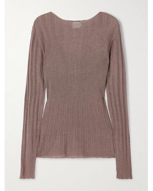 Deiji Studios Ribbed Open-Knit Top - Brown
