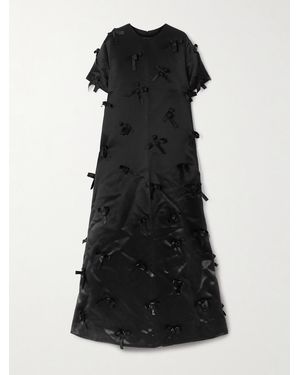 Jil Sander Bow-Embellished Satin Maxi Dress - Black