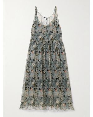 R13 Floral-Print Silk-Crepon Midi Dress - Multicolor