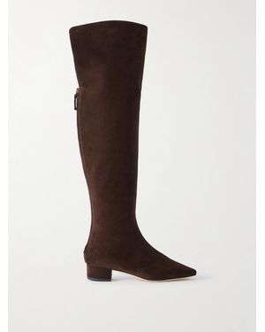Manolo Blahnik Gore 30 Overknees Aus Veloursleder - Braun